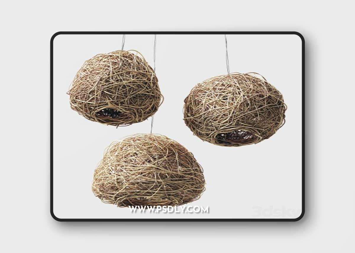 Lamp Rattan sphere hive n1 / Rattan chandeliers spherical beehive number 1