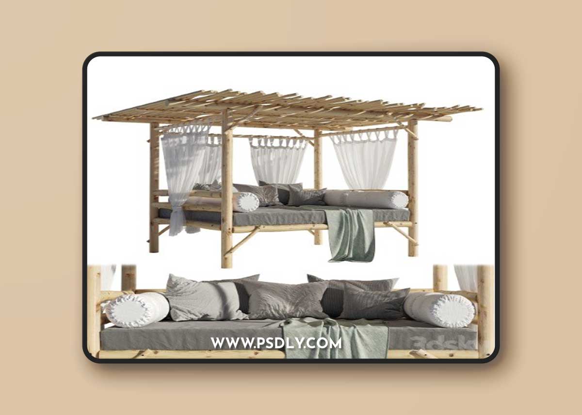 Landscape furniture with pergola and roof garden 04