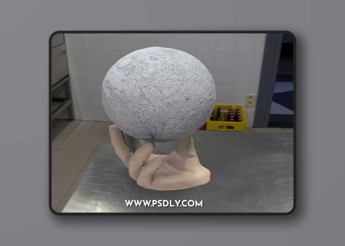 Moon Lamp and Hand Stand 3D Print Model