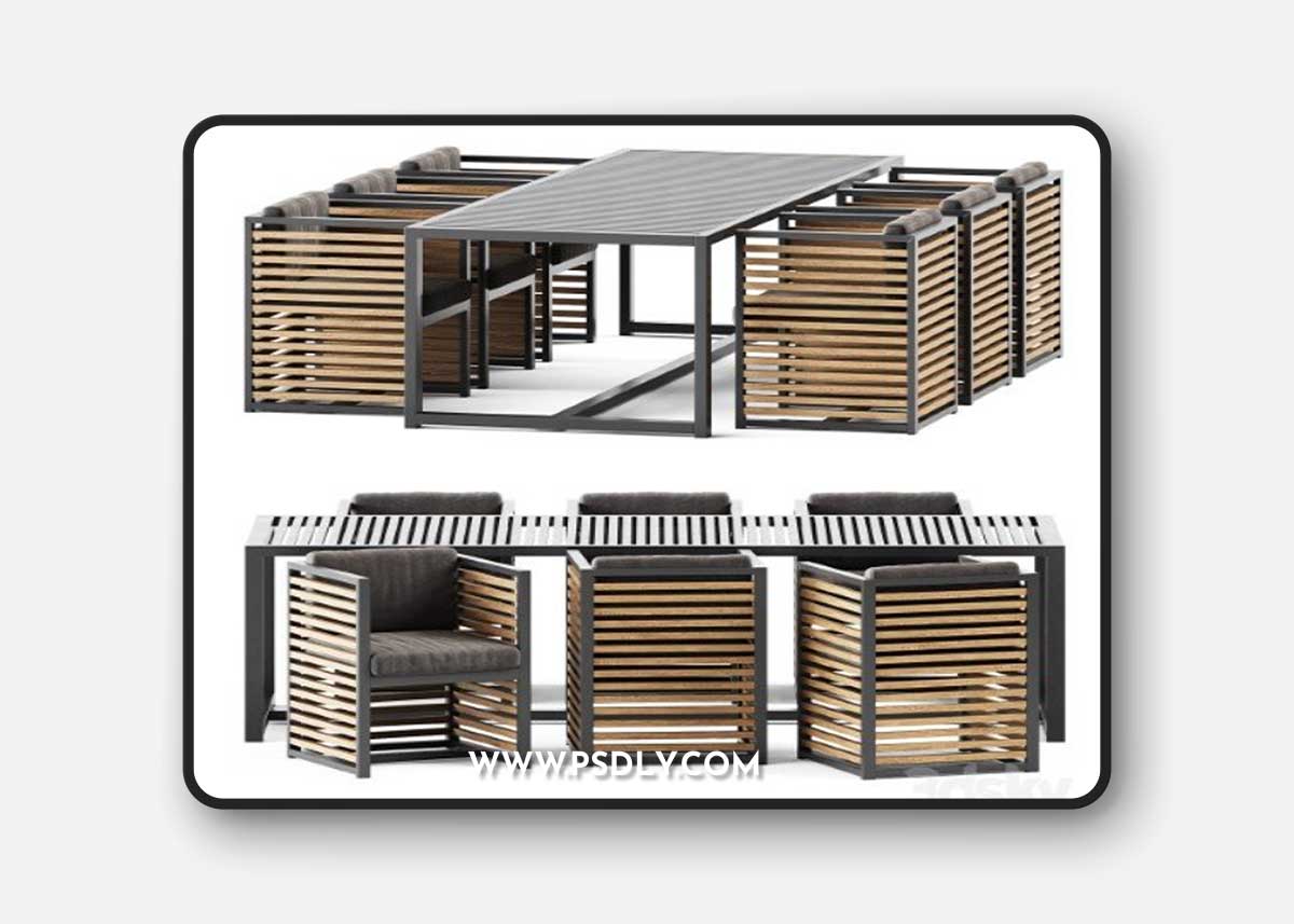 Outdoor Table and Armchair Dna teak by Gandia Blasco Outdoor furniture