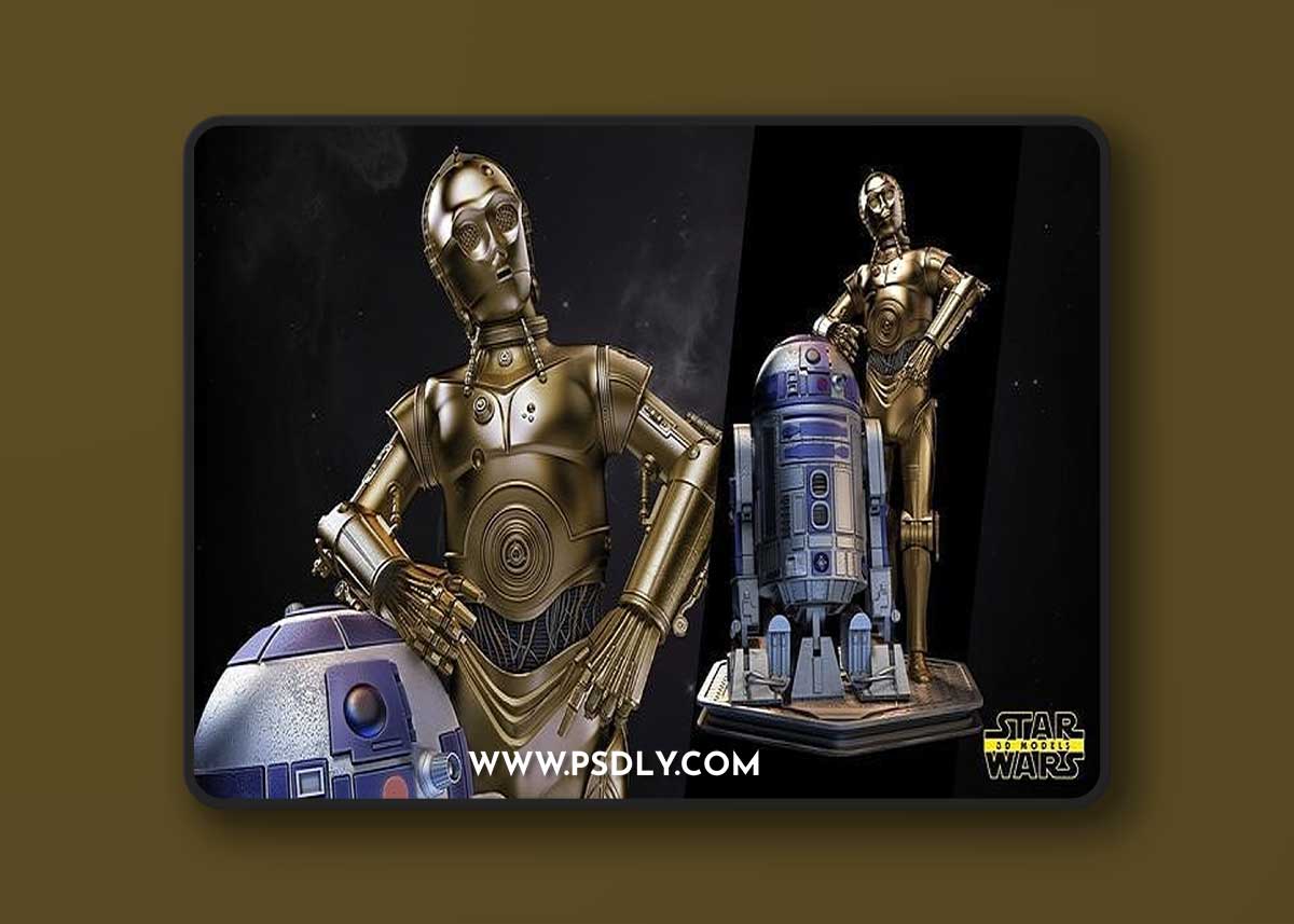 Star Wars - C3P0 AND R2D2 Sculpture – 3D Print Model