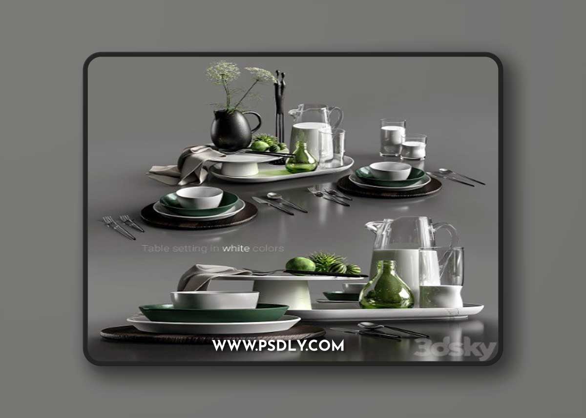 Table setting in white colors