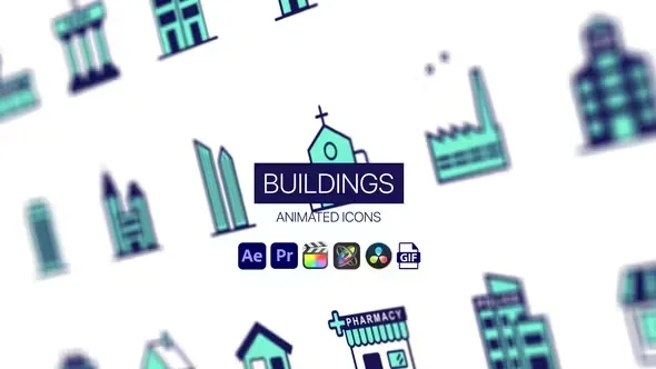 Videohive Buildings Animated Icons 44950548