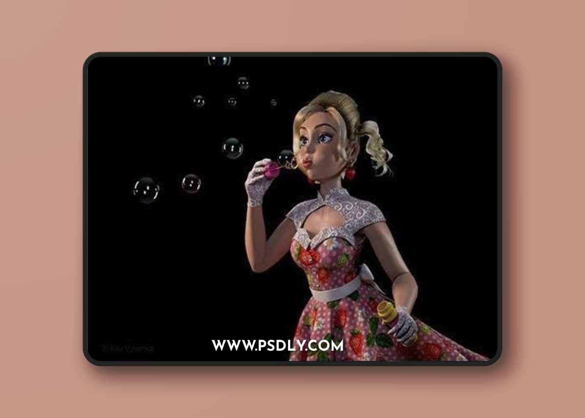 PinUp Bubble Girl - 3d model