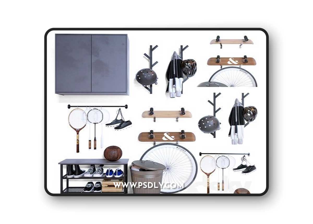 Storage of sports equipment in the hallway 3d Models