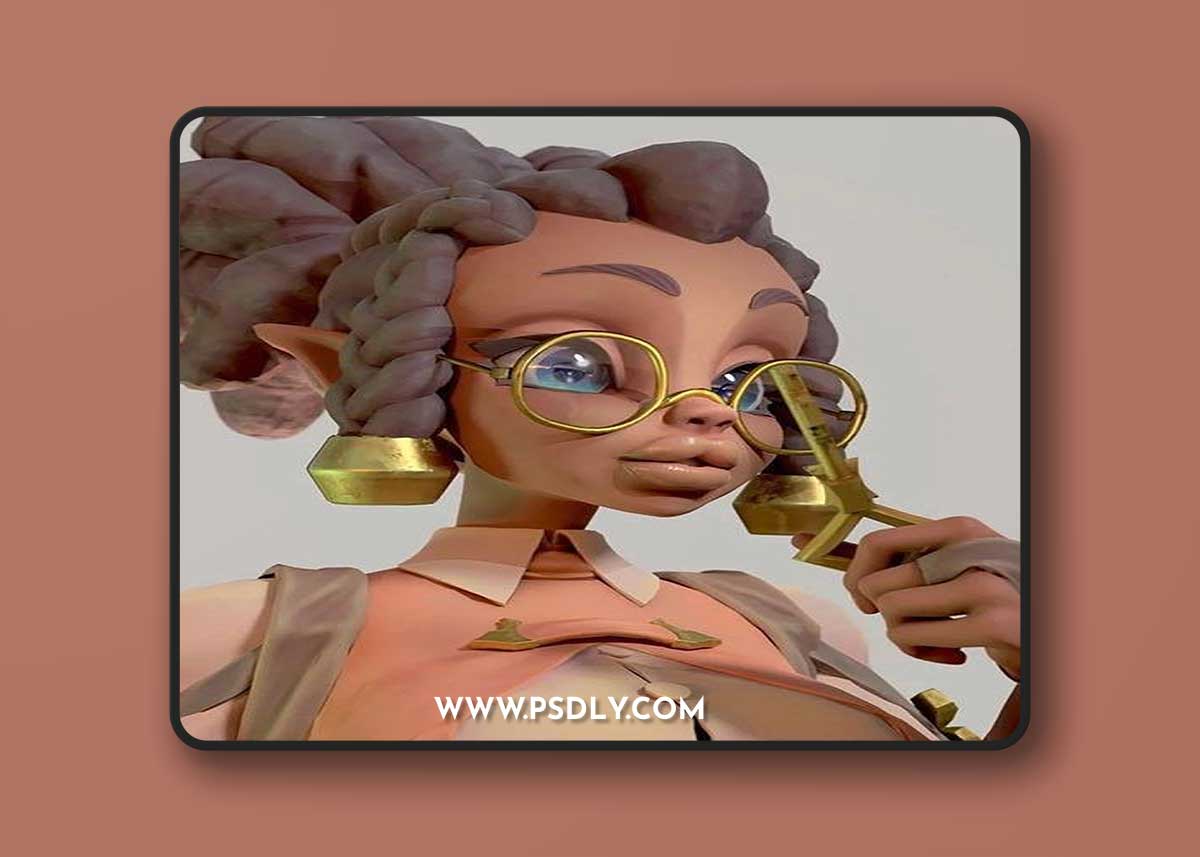Toon Girl with Backpack - 3d model