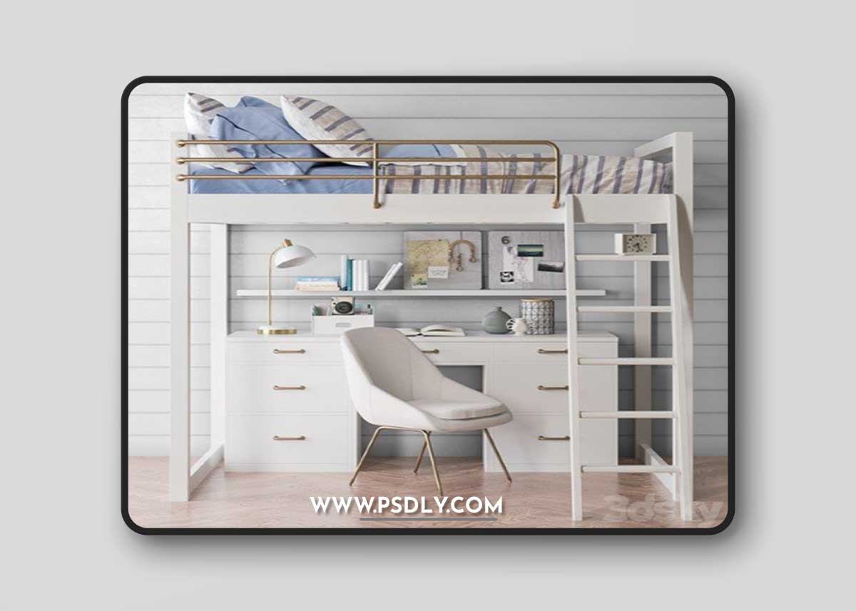 Waverly loft desk bed set from Pottery Barn