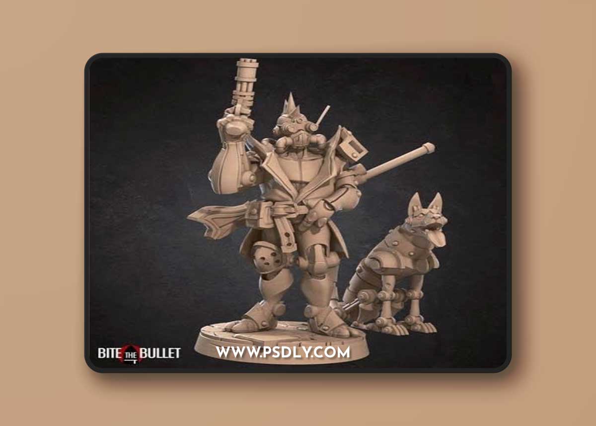 Bite the Bullet – Warforged Artificer and Robot Dog - 3D Print Model STL
