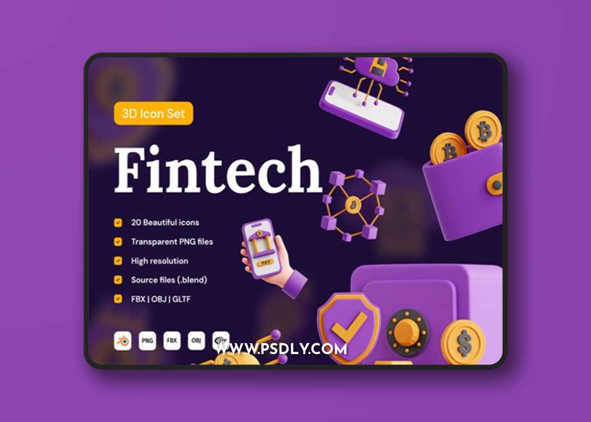 Fintech 3D Icon Set Ui8.net