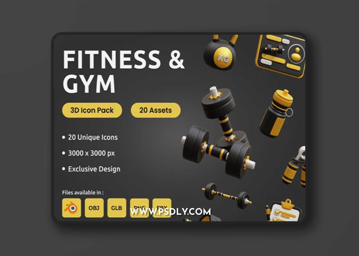 Fitness and Gym 3D Icon Pack