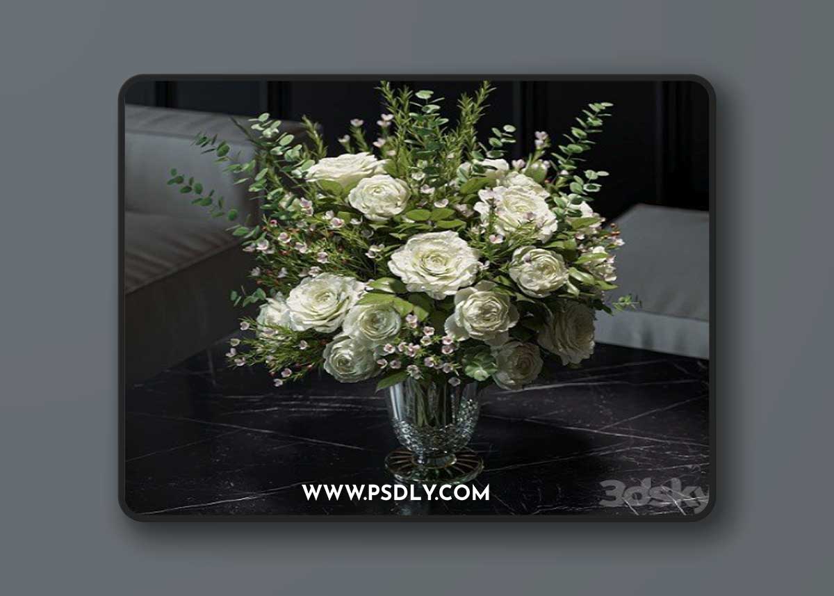 Flower Set 042 White Rose Wax Flower