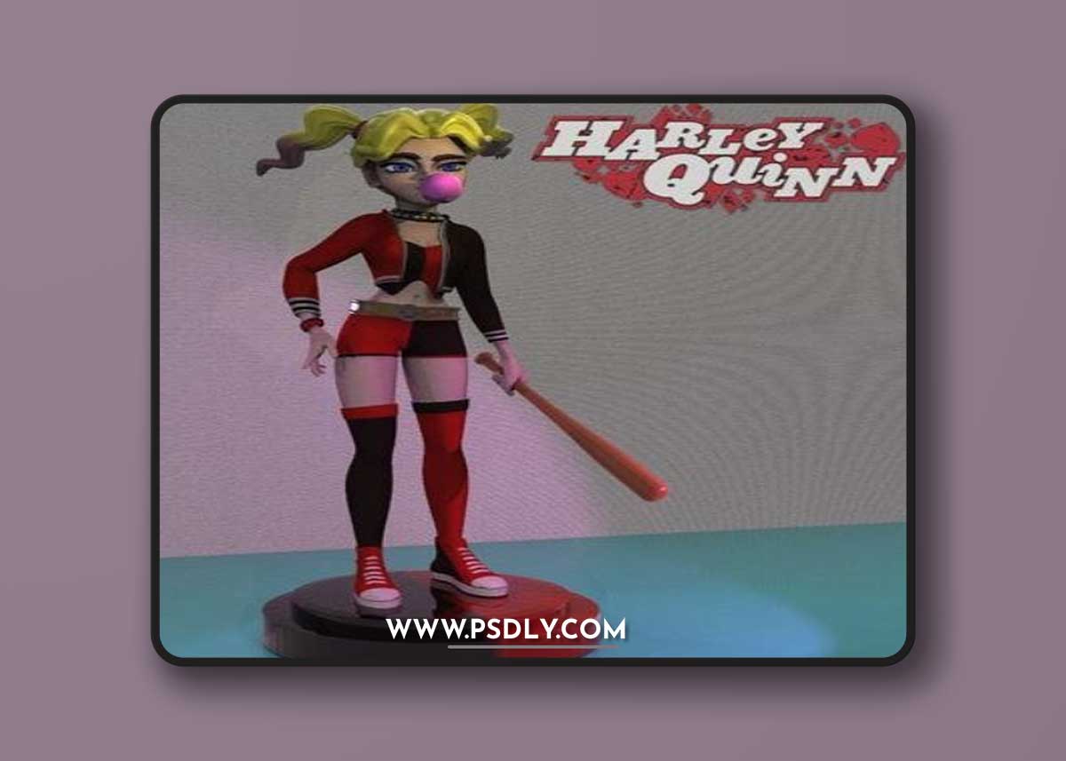 Harley Quinn with bat – 3D Print Model