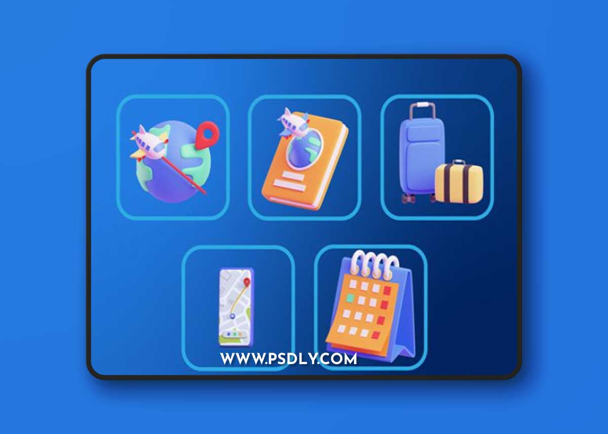 Travel 3D Icon Pack Ui8.net