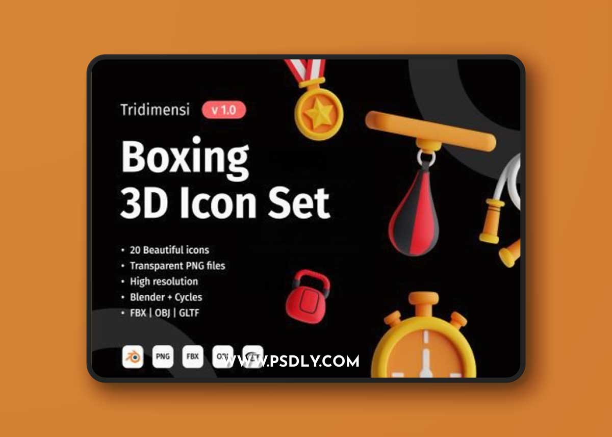 3D Boxing Icon Set Ui8.net