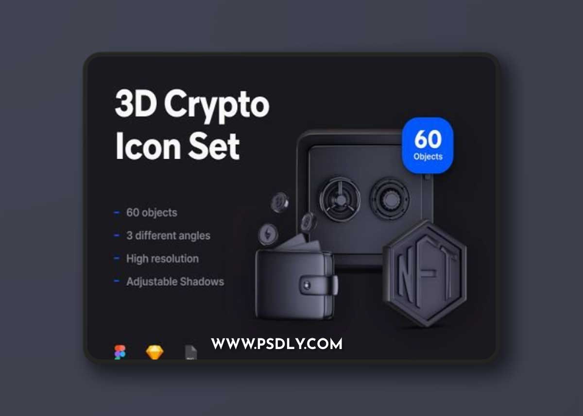 3D Crypto Icon Set Ui8.net