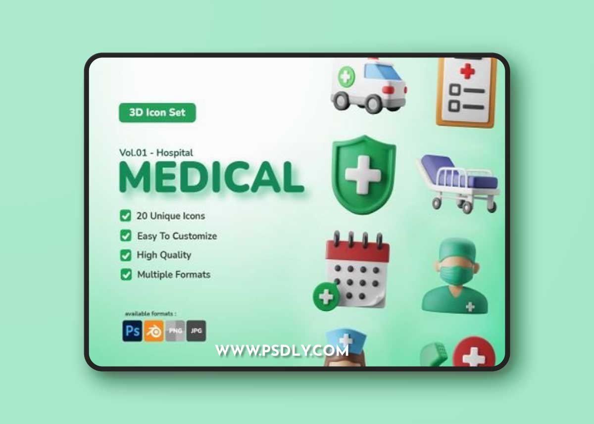3D Icon Illustration Set - Medical Vol. 01 - Hospital & Clinic Ui8.net