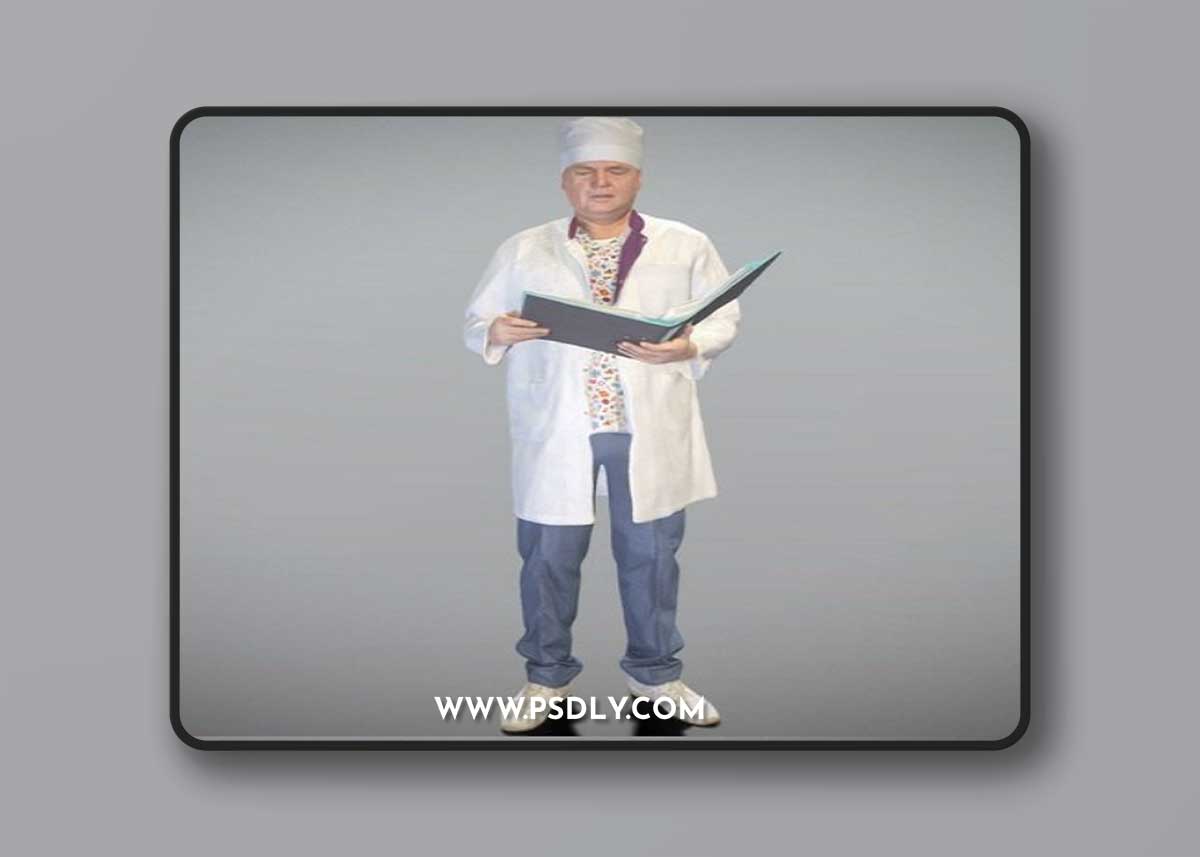 Adult man in medical uniform with a folder 200 3D Model