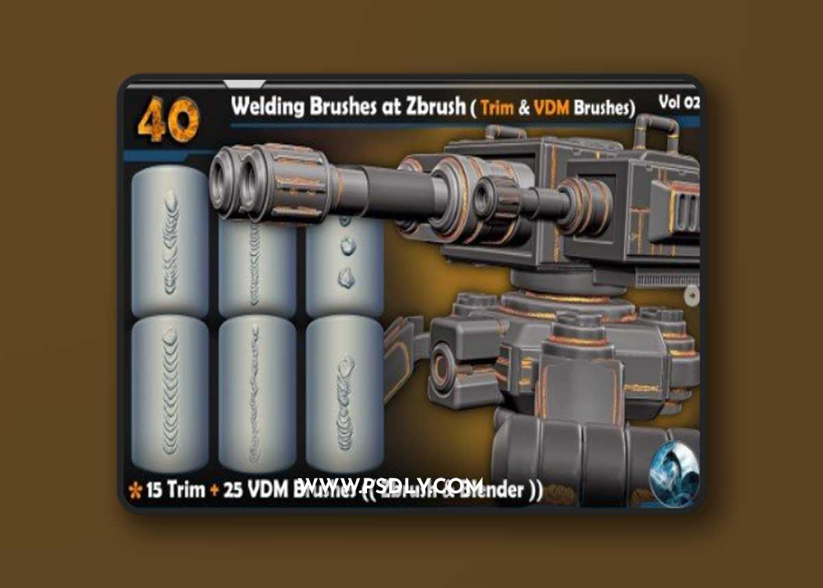 ArtStation - 40 Welding Brushes at Zbrush ( Trim & VDM Brushes) Vol 02