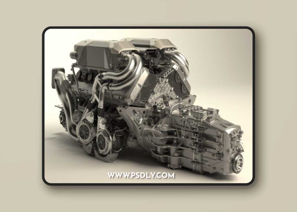 Bugatti W16 Engine (Chiron) 3D MODEL