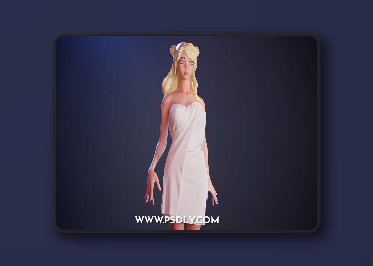 Cute girl in a towel - e – 3D Print Model