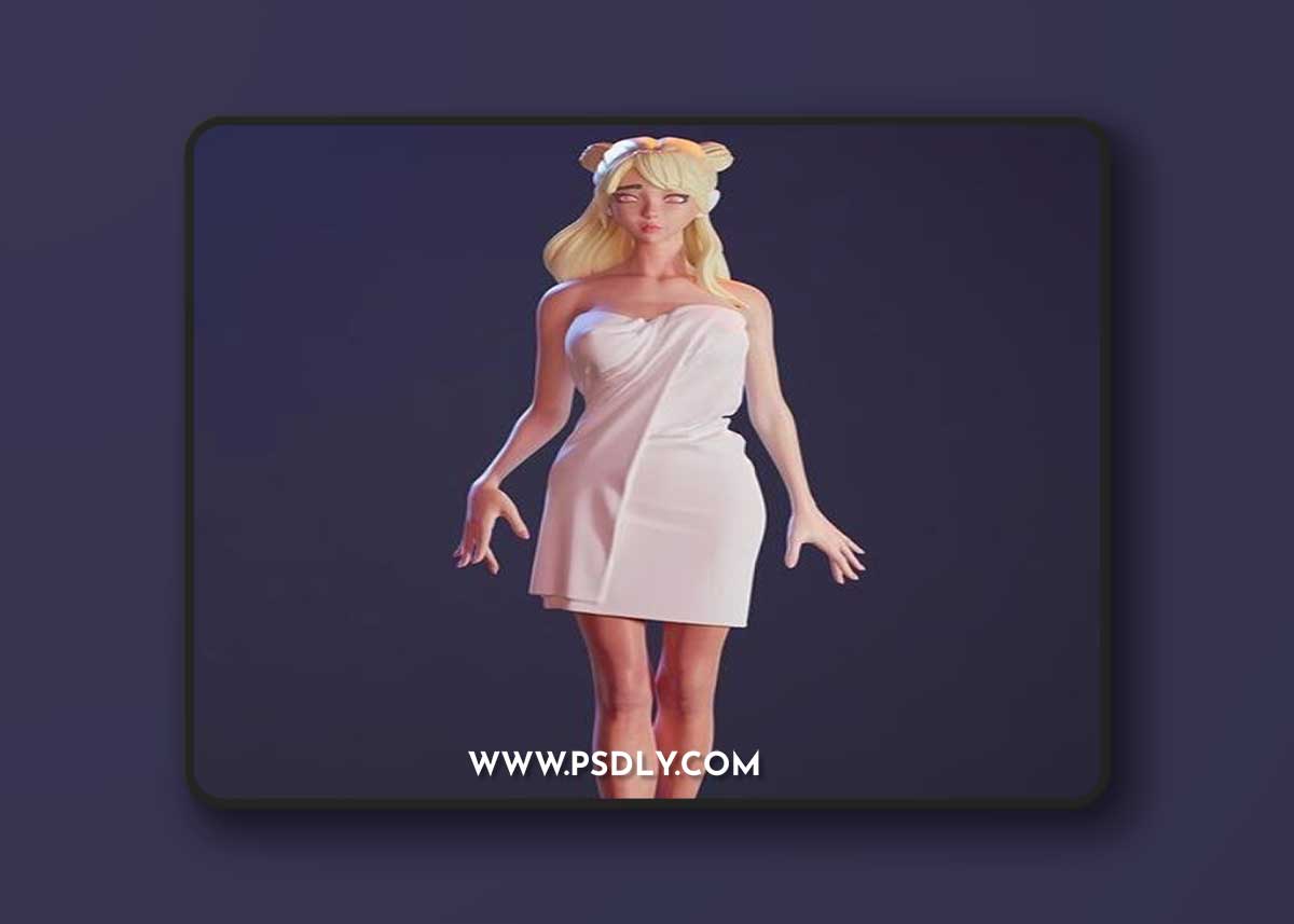 Cute girl in a towel – 3D Print Model