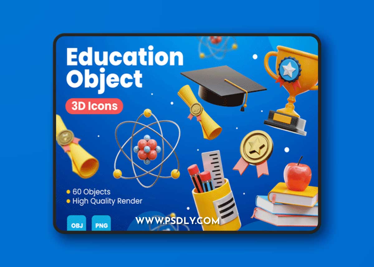 Education Object 3D Icons Ui8.net