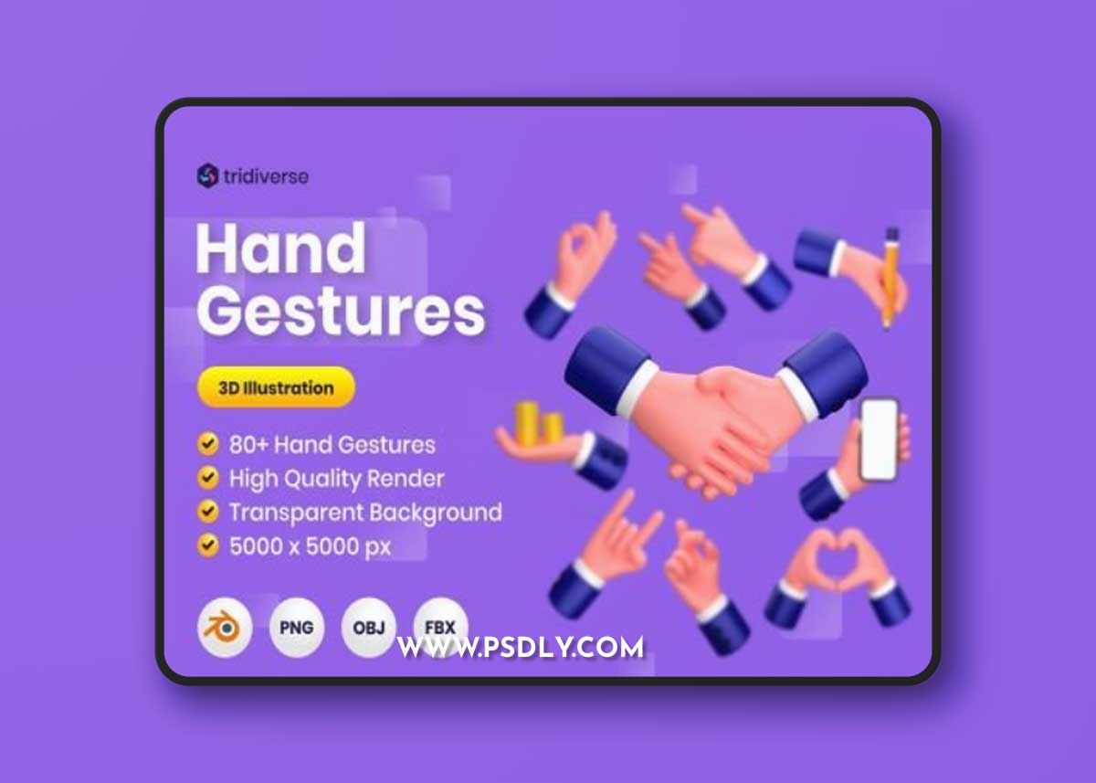 Hand Gestures - 3D Illustration Ui8.net