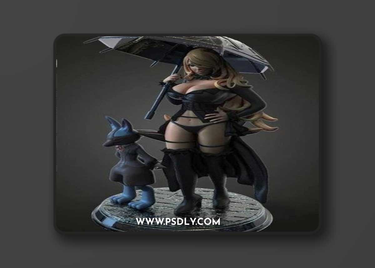 Cynthia and Lucario - pokemon – 3D Print Model