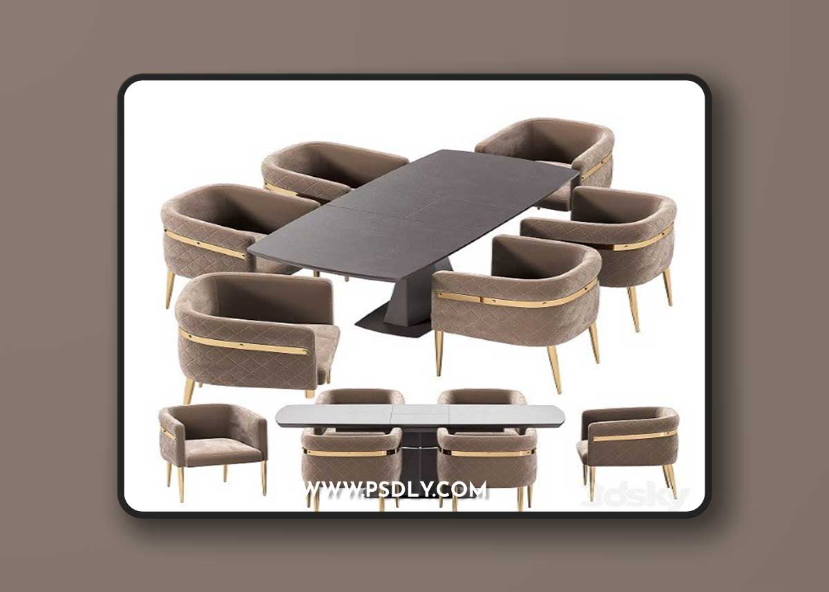 Garda Dining Chair and Diamond Table 3d model