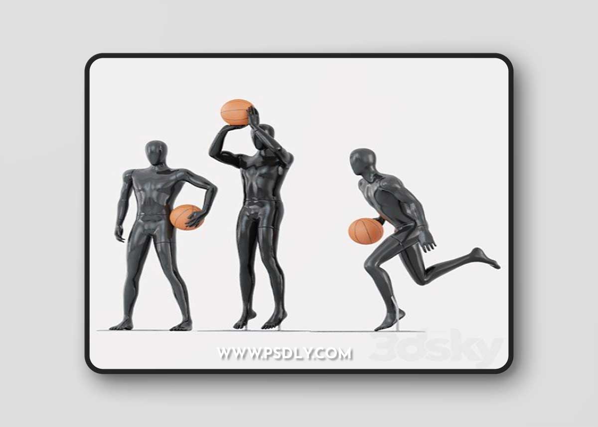 Three faceless mannequins basketball 29