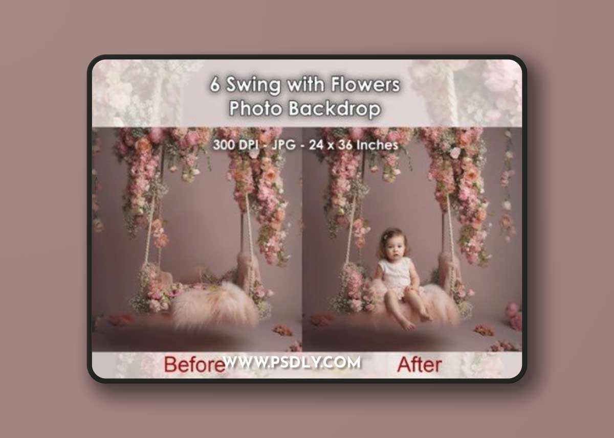 6 Swing with Flowers Photo Backdrop JPG