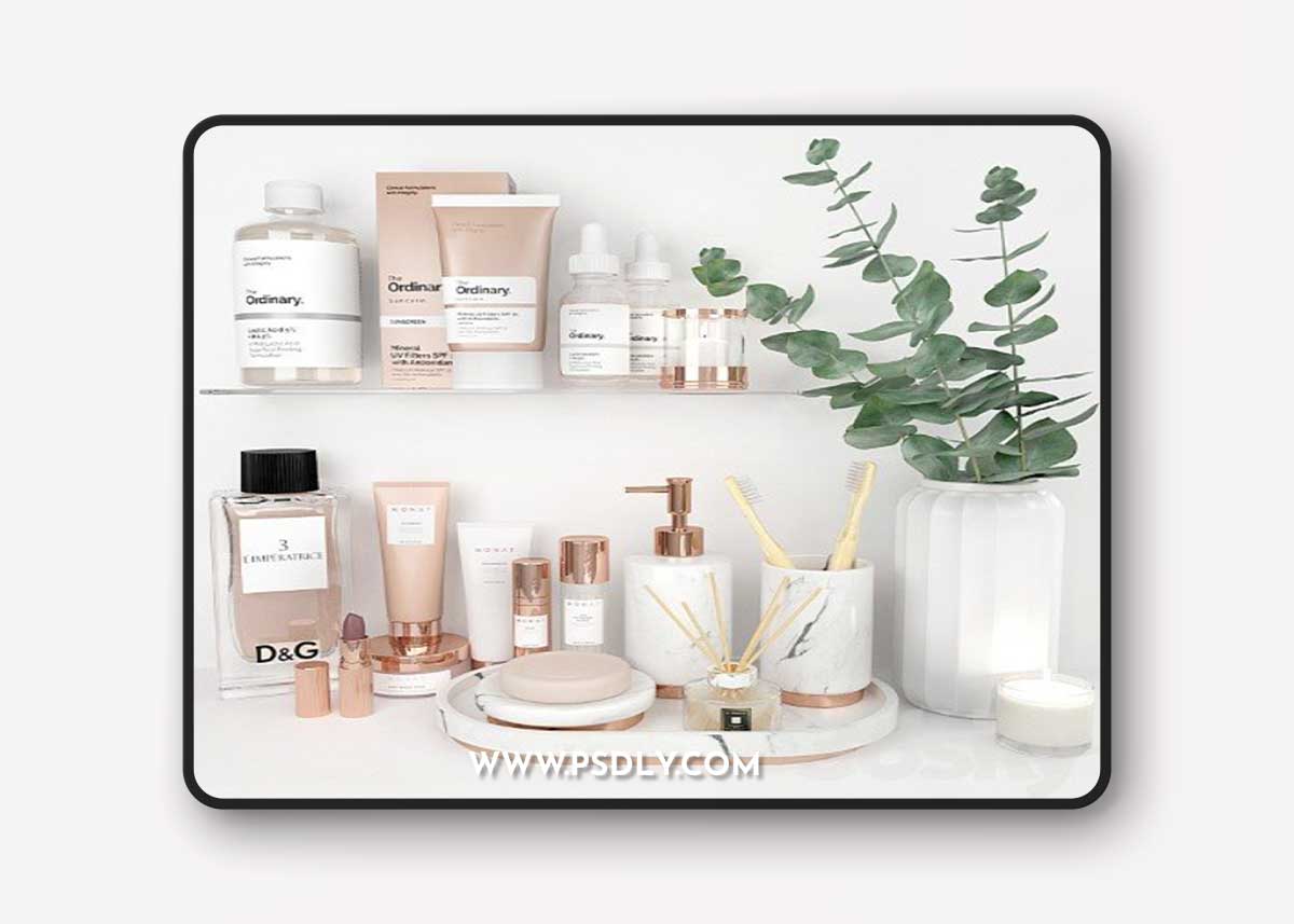 Decorative bathroom set rose gold