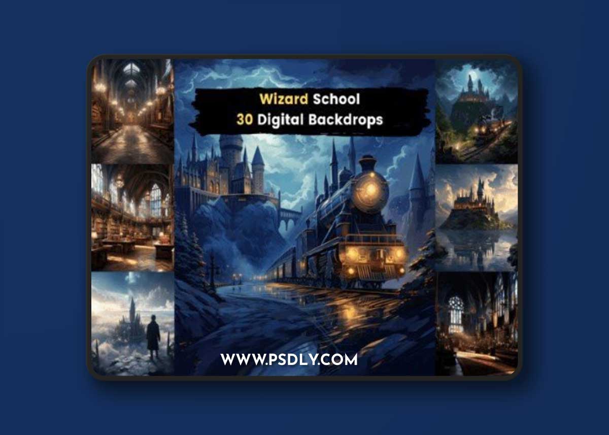 Magical Wizard School Digital Backdrops
