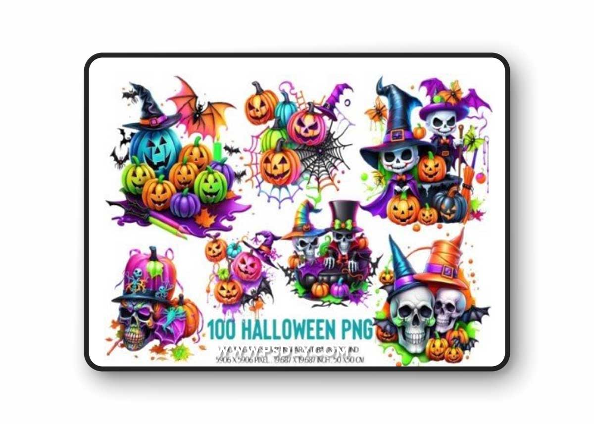 Neon Color Halloween Clipart Bundle