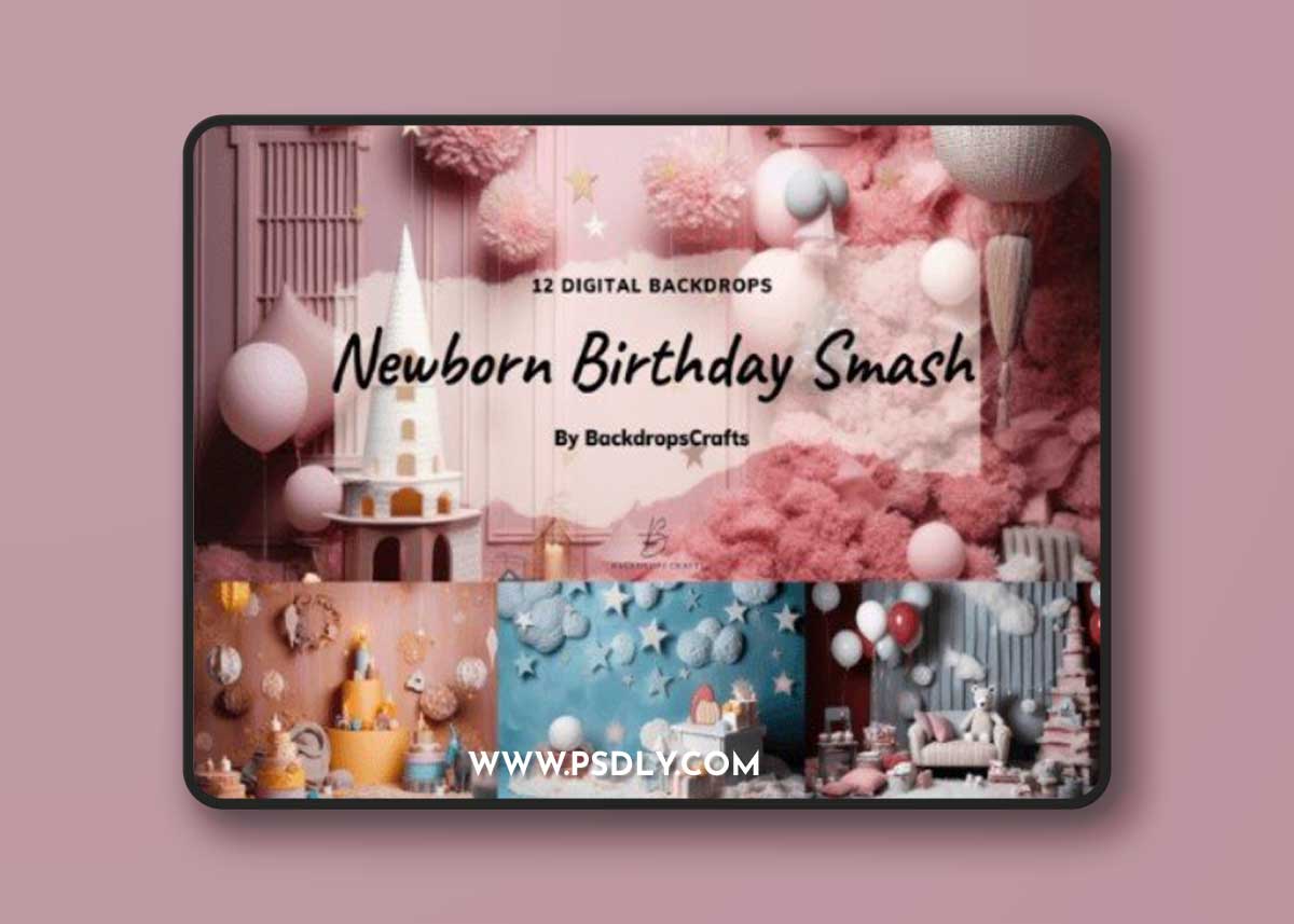 Newborn Birthday Smash Digital Backdrops