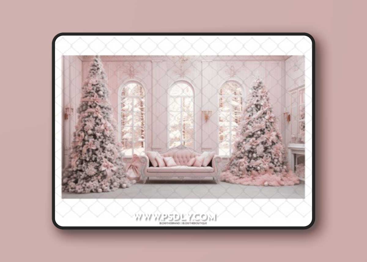 Pink Christmas Digital Backdrops