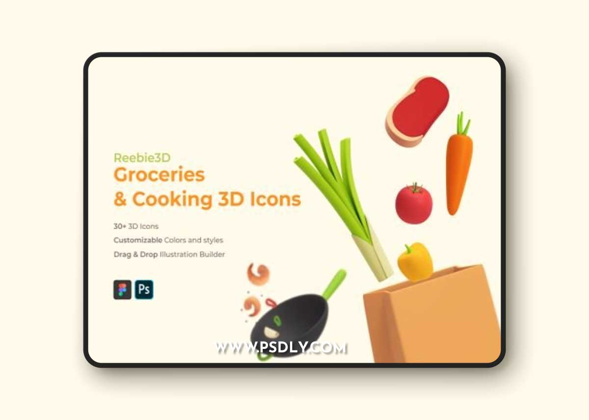 Reebie 3D Groceries & Cooking Pack Ui8.net