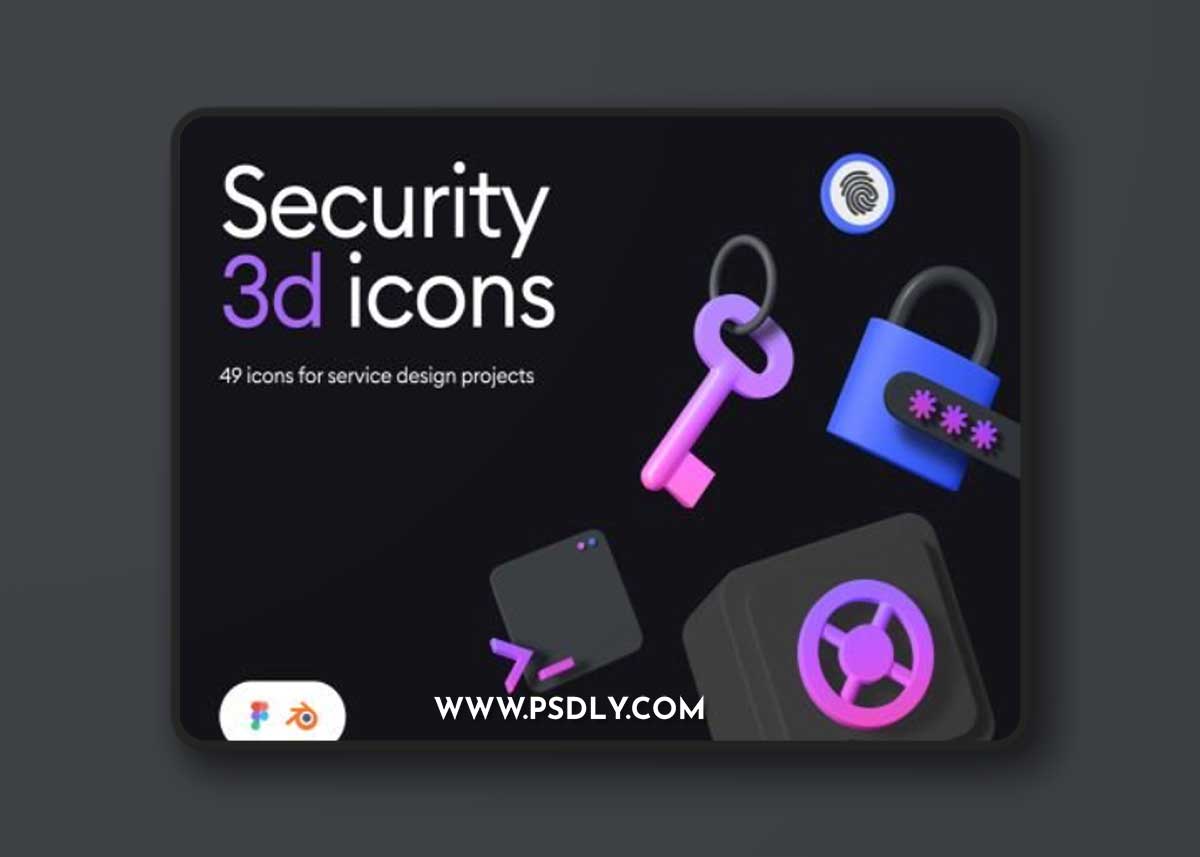 Security 3d icon kit Ui8.net