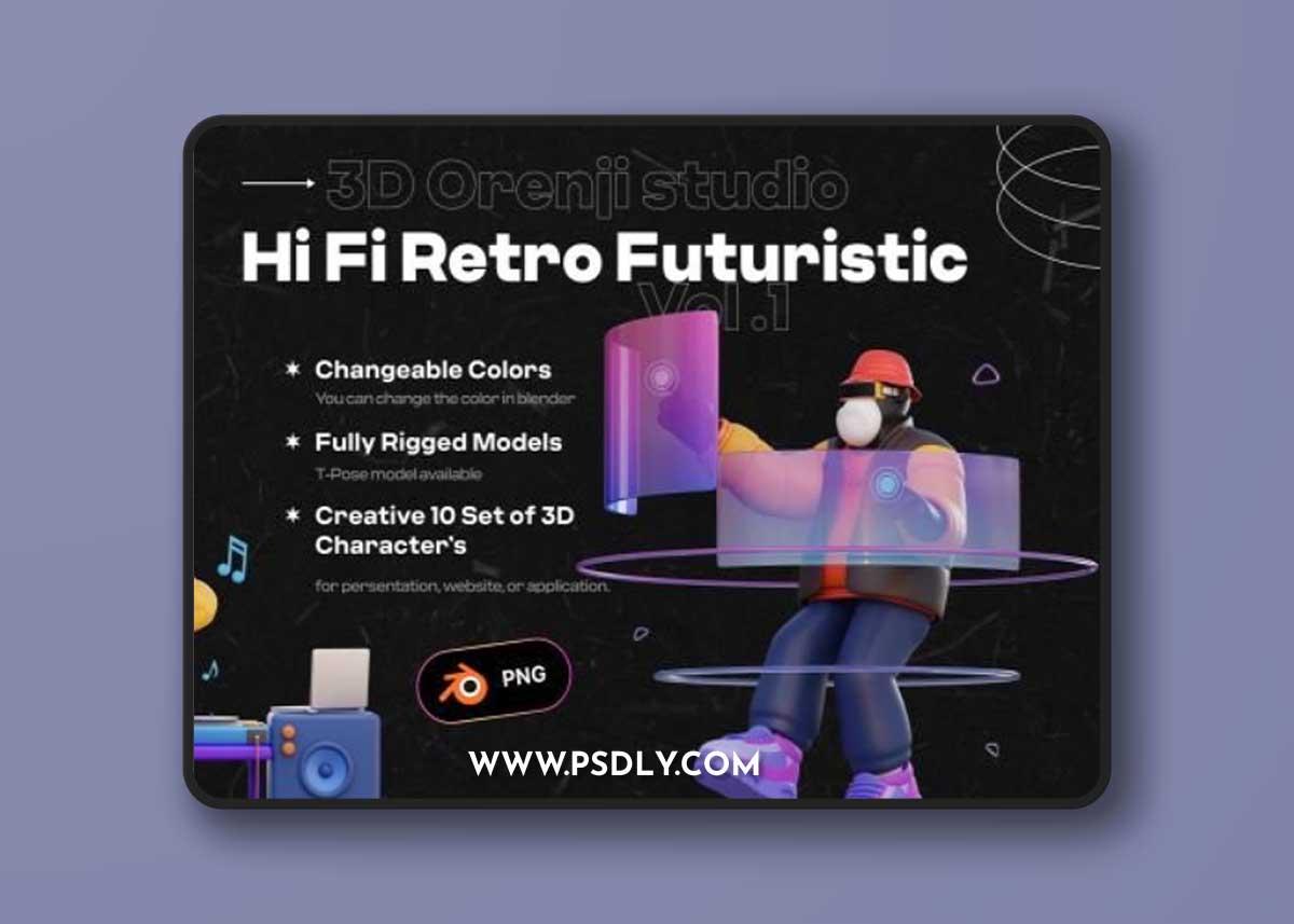 3D Hi Fi Retro Futuristic Character Ui8.net