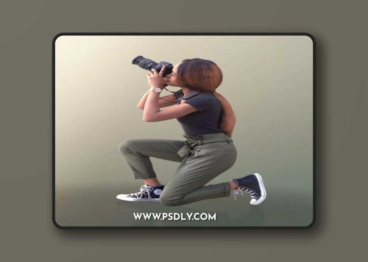 Black Girl Crouching Taking Photo