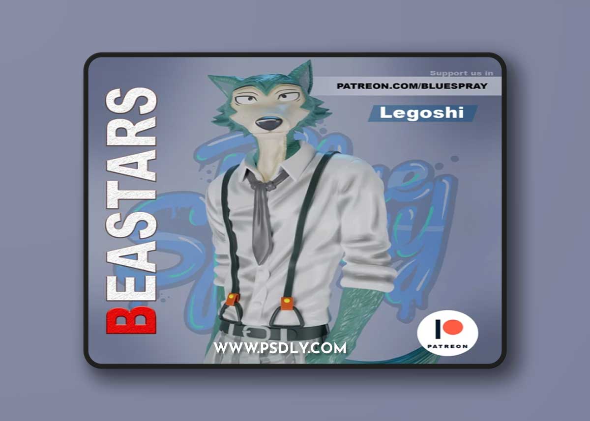 Blue Spray - Legoshi Sculpture (Beastars) – 3D Print Model