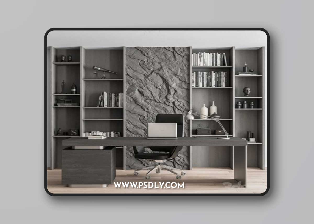 Boss Desk and Library Gray Set – Office Furniture 284