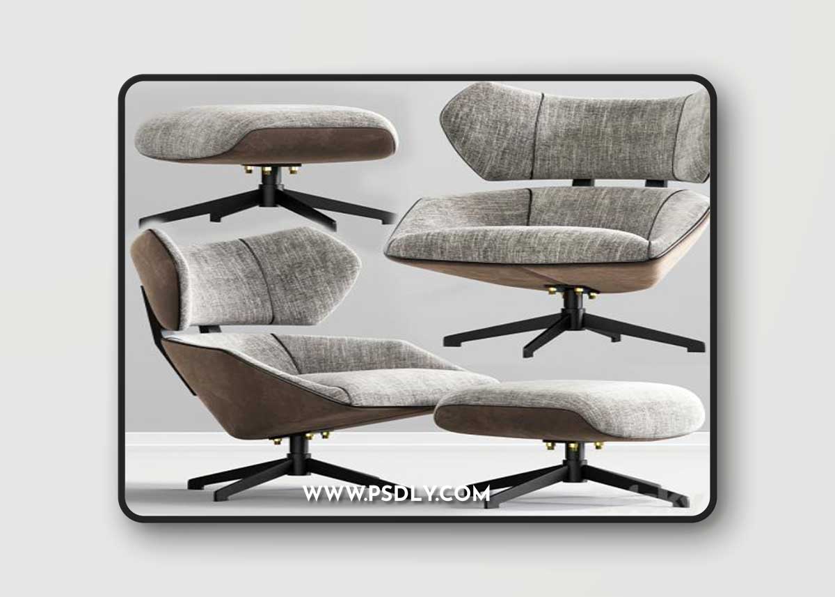 Camila Armchair And Pouf 3D Model