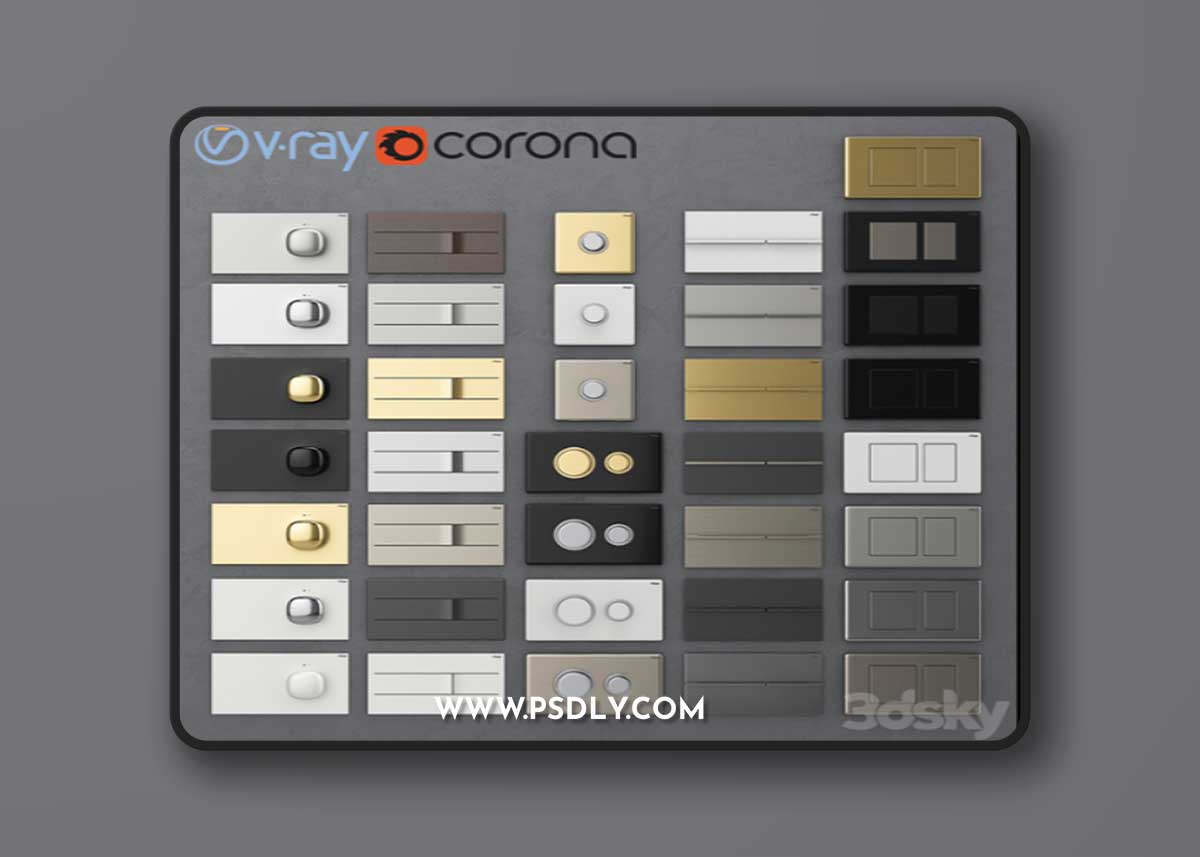 Flush buttons for installing Viega 2 3D Model