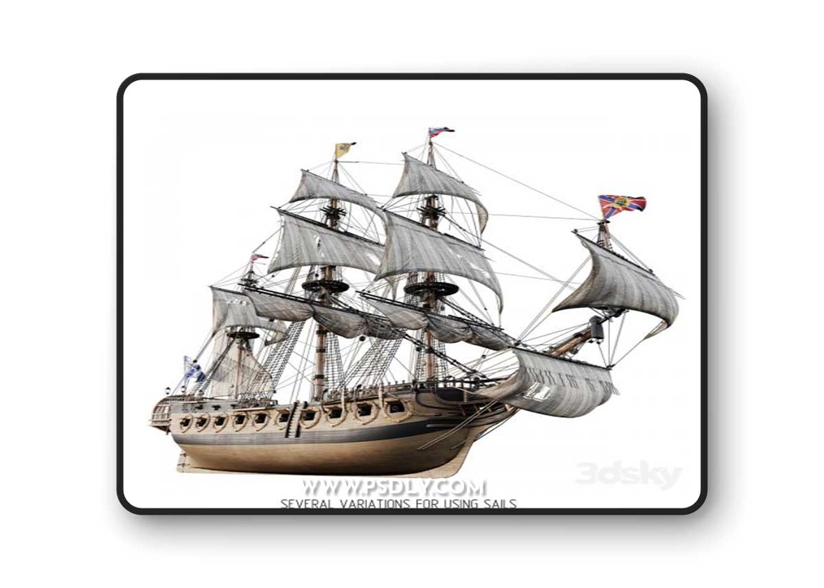 Sailing frigate Oliphant 1705 3D Model
