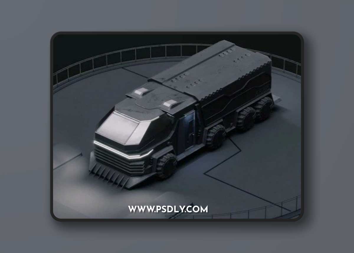 Scifi futuristic cyberpunk truck