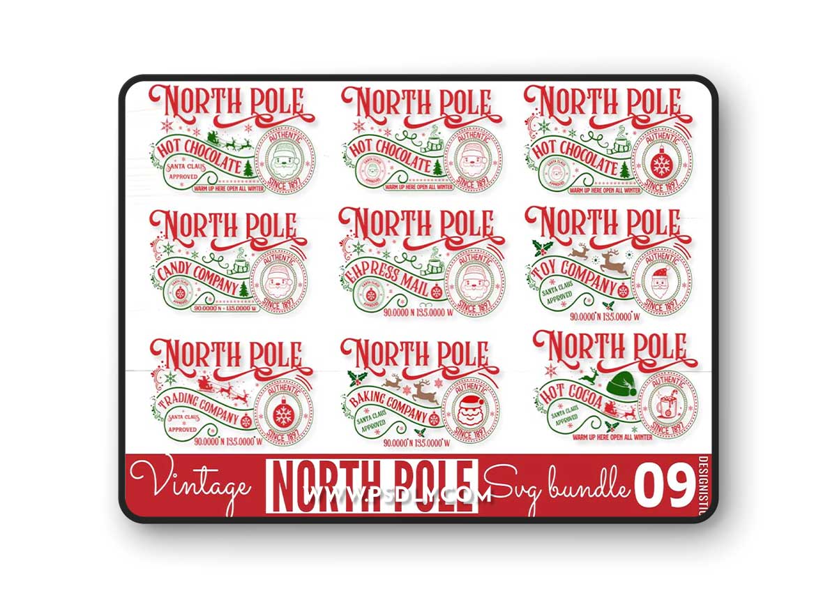 Vintage North Pole SVG Bundle