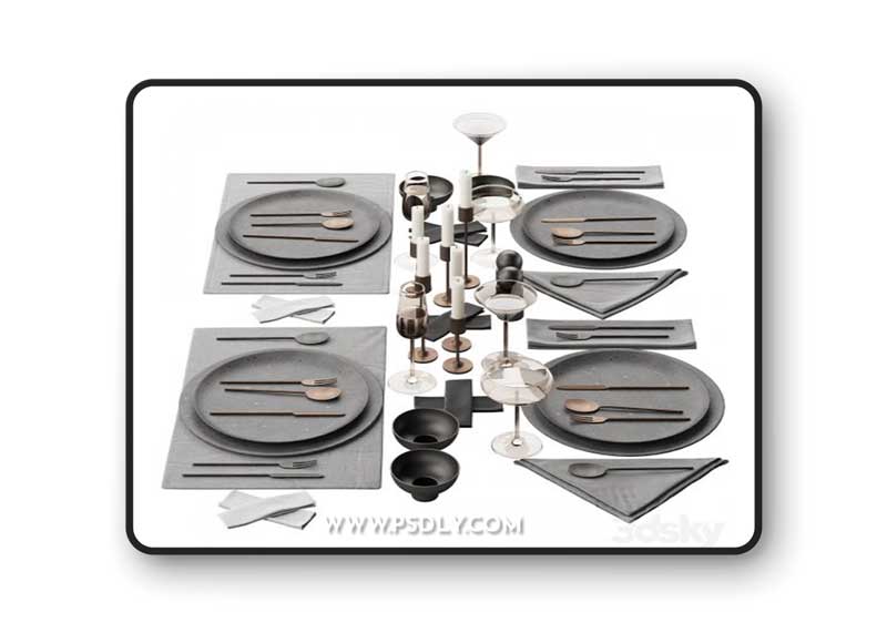 065 Tableware decor set 03 ceramic bronze black 00