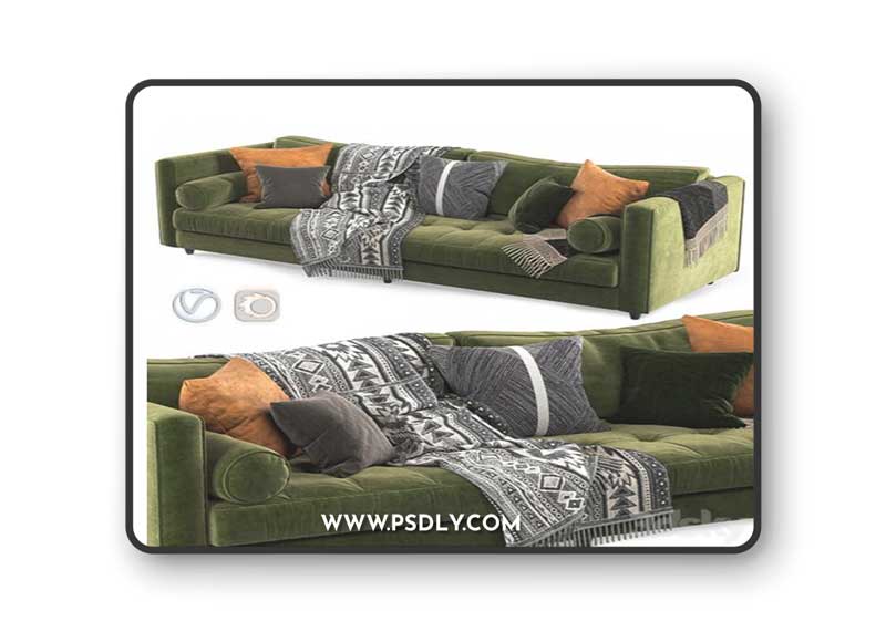 Article sven sofa Green-02 3D Model