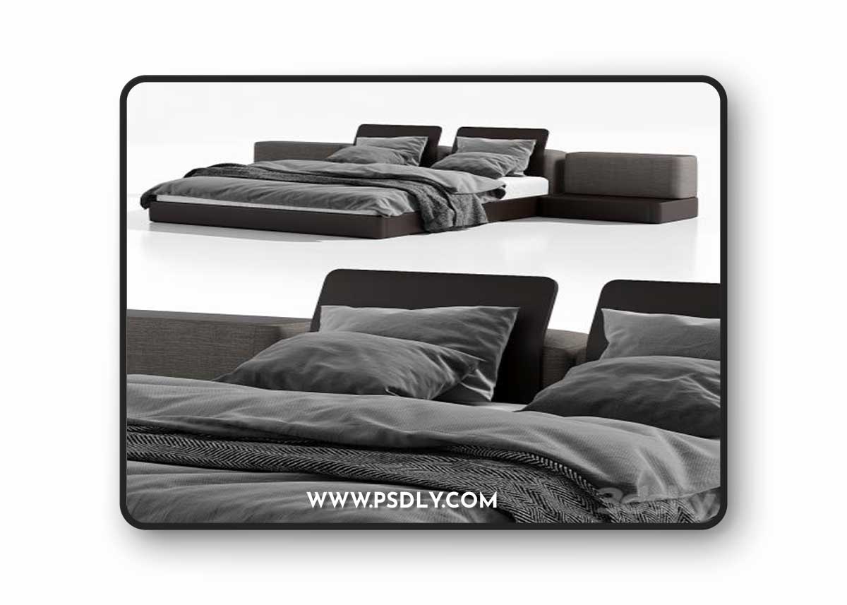 BASE bed with side tables 3D Model